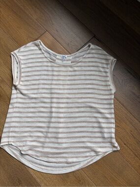 Splendid Cream and Gold Striped Knit Top